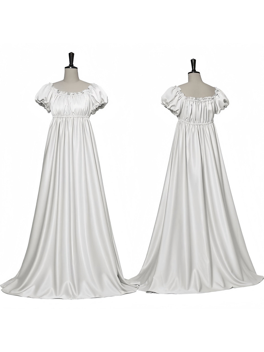 Robe Trapèze/Princesse à Manches Courtes et Col Bijou, Longueur Au Sol, Style Vintage, avec Volants