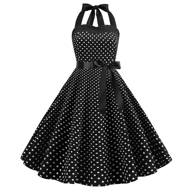 Robe Vintage A-Line/Princess Halter Sans Manches Longueur Genou