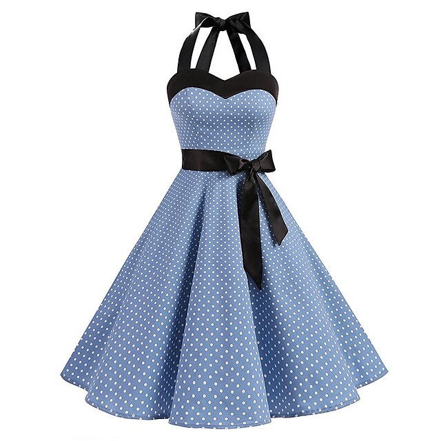Robe Vintage A-Line/Princess Halter Sans Manches Longueur Genou
