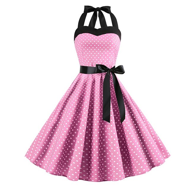 Robe Vintage A-Line/Princess Halter Sans Manches Longueur Genou