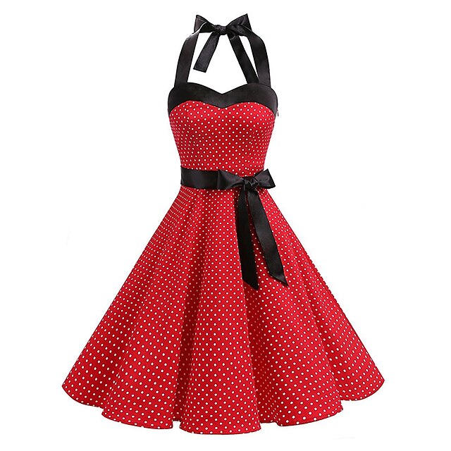 Robe Vintage A-Line/Princess Halter Sans Manches Longueur Genou