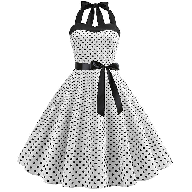 Robe Vintage A-Line/Princess Halter Sans Manches Longueur Genou