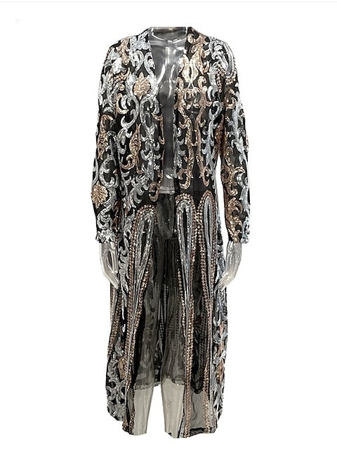 Robe Fourreau/Colonne à Col Bijou, Longueur Thé, Vintage, avec Paillettes