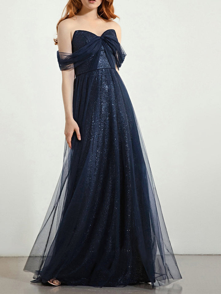 Robe de Soirée Trapèze/Princesse Sans Bretelles, Décolleté en Cœur, Longueur Au Sol