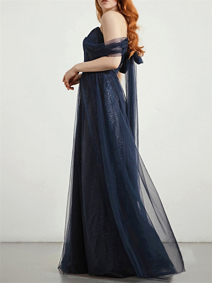Robe de Soirée Trapèze/Princesse Sans Bretelles, Décolleté en Cœur, Longueur Au Sol