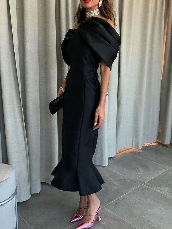 Robe de Soirée Sirène/Trompette à Épaules Dénudées et Longueur Cheville