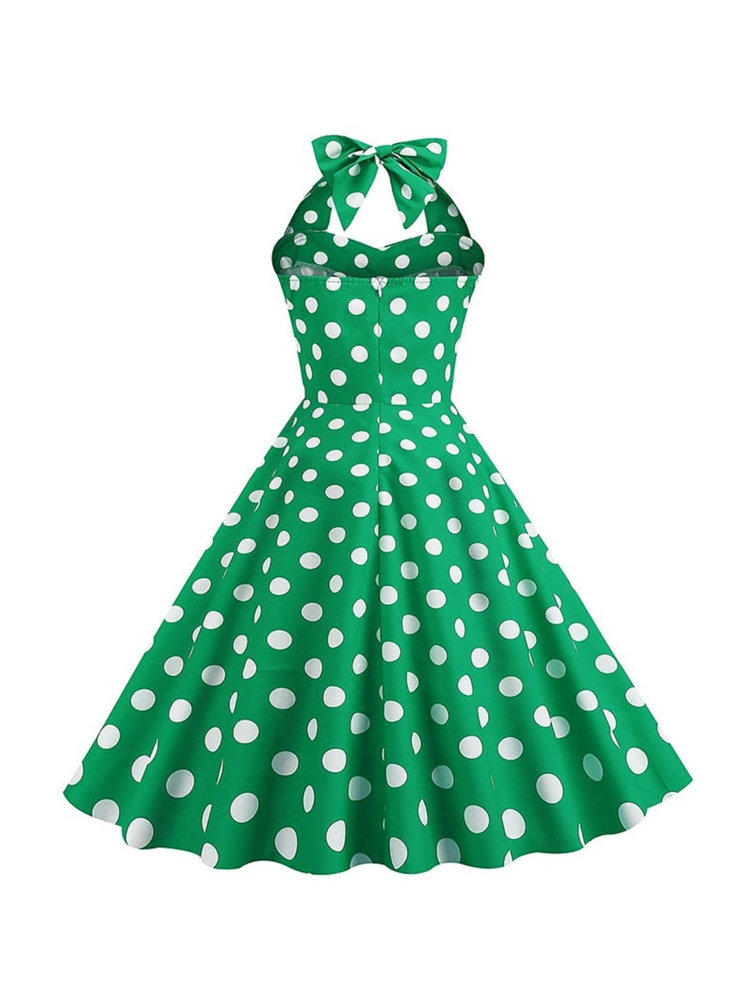 Robe Vintage Trapèze/Princesse Sans Manches à Col Licou et Longueur Thé avec Nœud