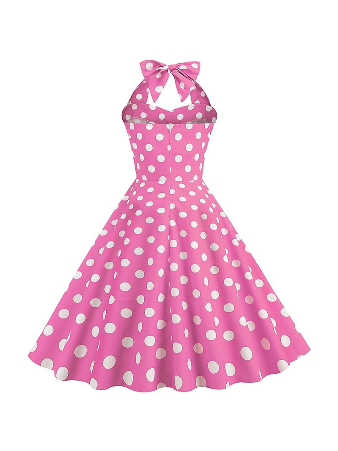 Robe Vintage Trapèze/Princesse Sans Manches à Col Licou et Longueur Thé avec Nœud