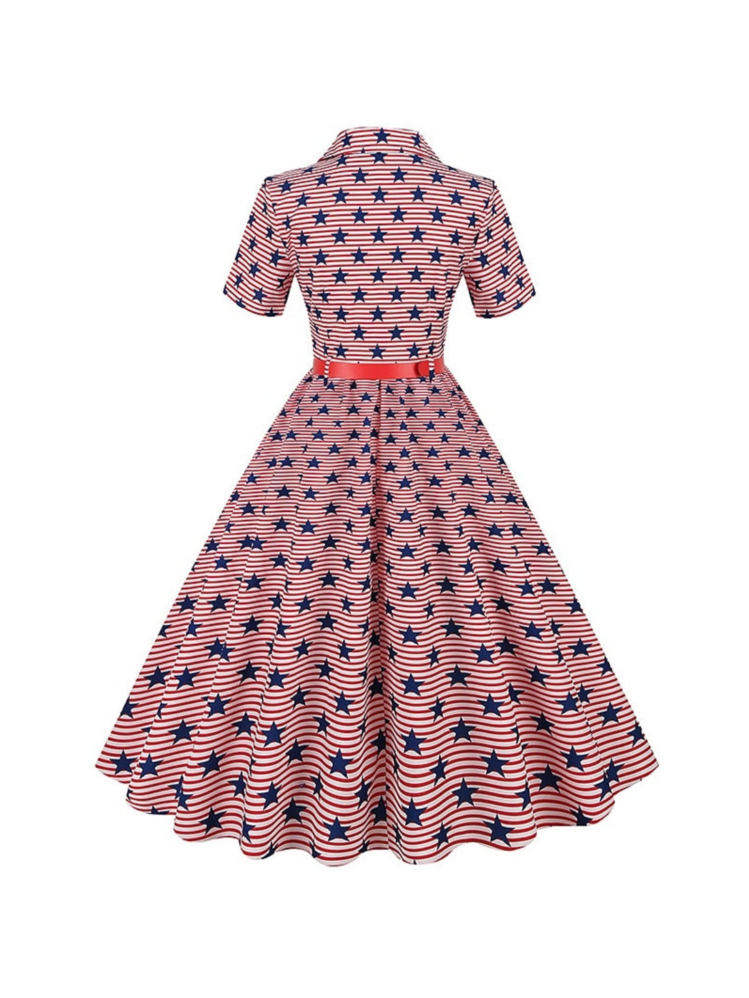 Robe Vintage Trapèze/Princesse à Manches Courtes et Longueur Thé
