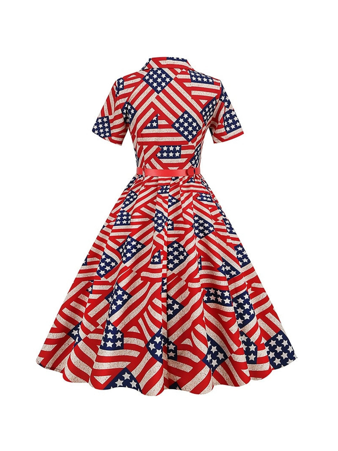 Robe Vintage Trapèze/Princesse à Manches Courtes et Longueur Thé