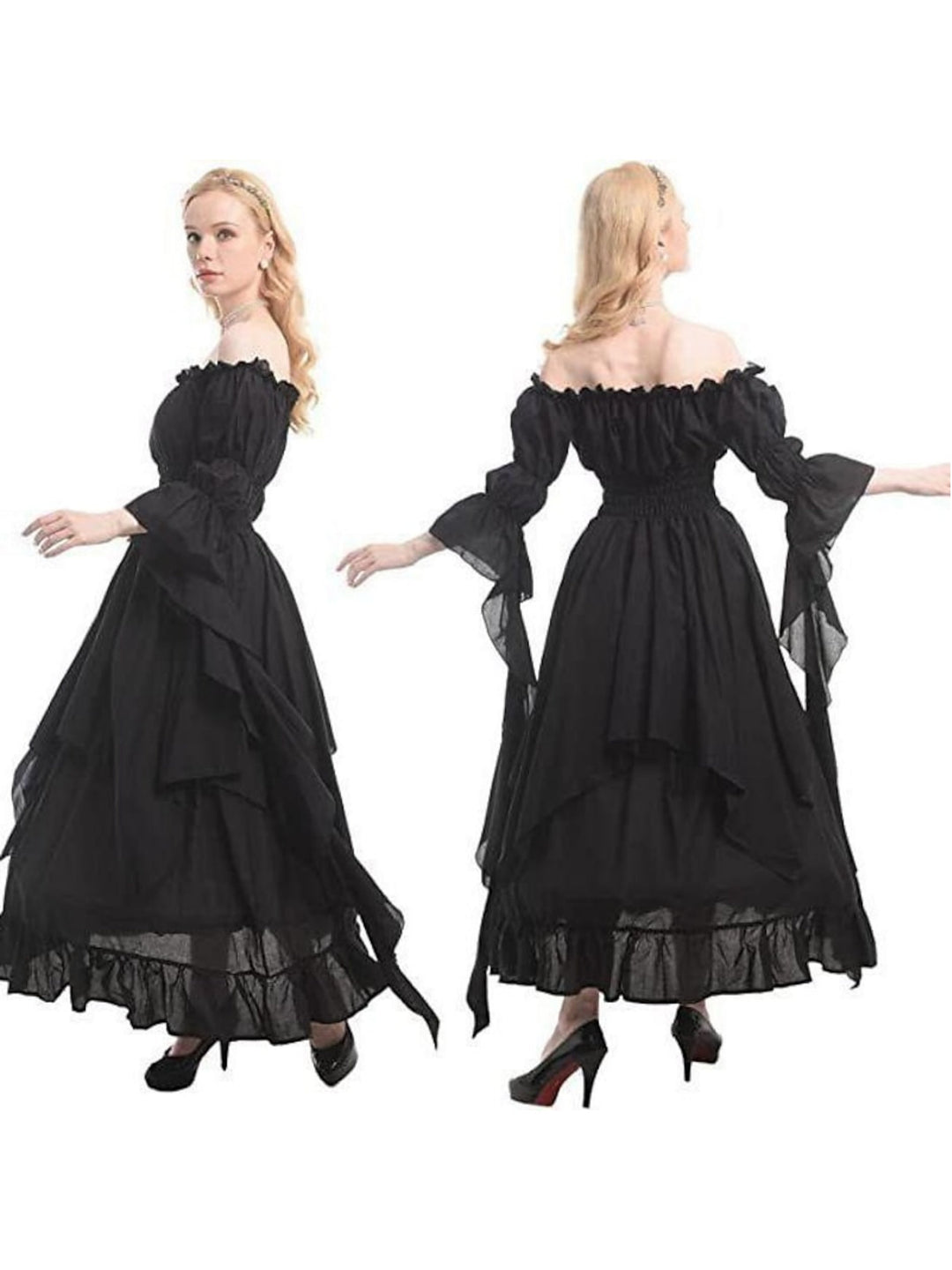 Robe Vintage Trapèze/Princesse à Manches Longues et Longueur Cheville