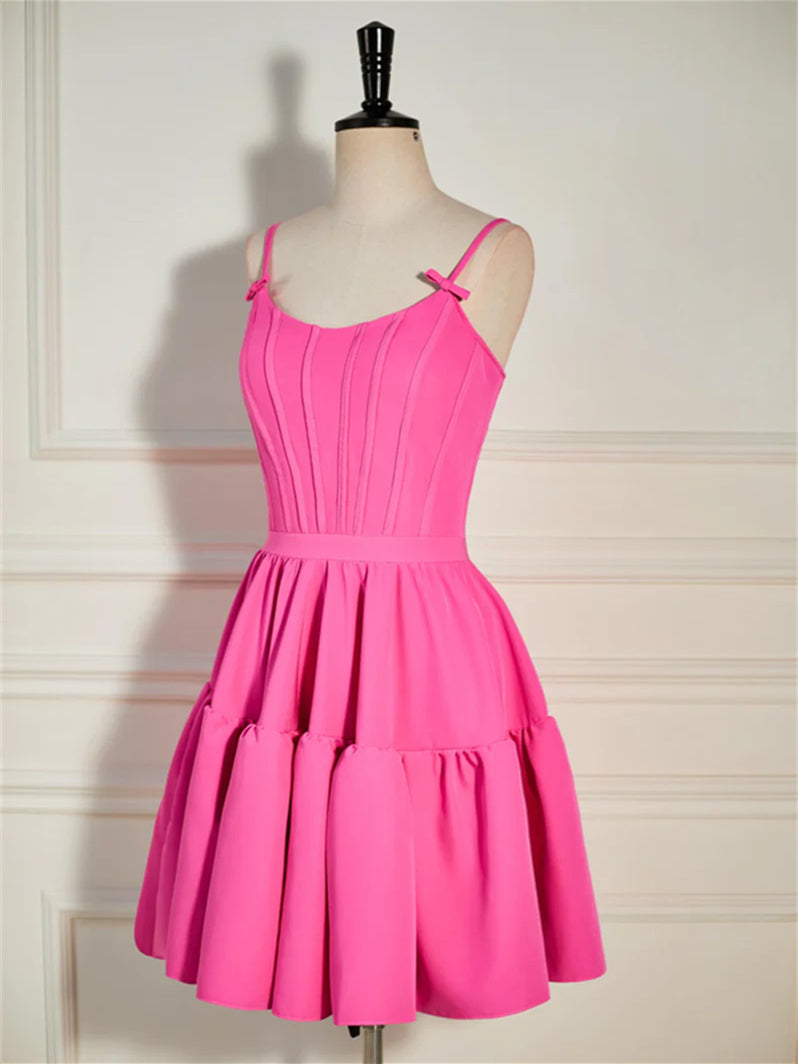 Robe de Soirée Courte/Mini à Volants, Coupe A-Line/Princesse, Décolleté Plongeant, Sans Manches, pour Cocktail, Soirée, Bal