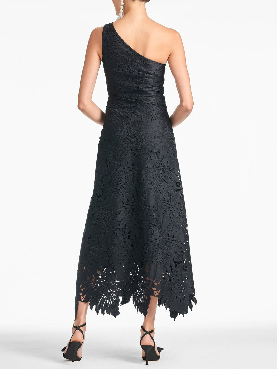 Robe de Bal Asymétrique Noire à Une Épaule, Coupe A-Line/Princess, Sans Manches, avec Appliques en Dentelle
