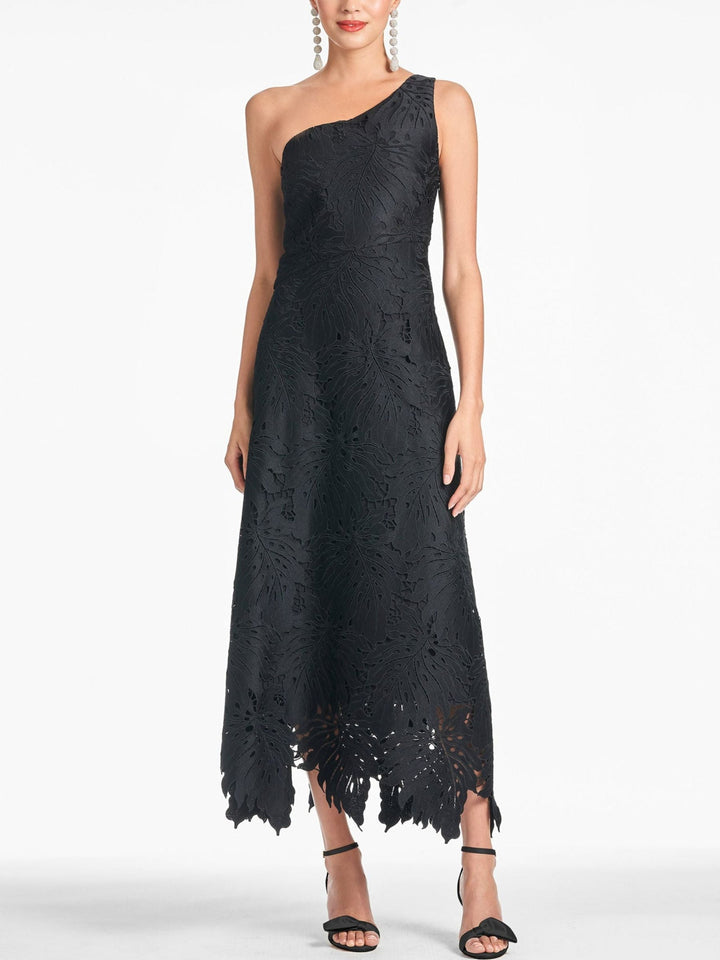Robe de Bal Asymétrique Noire à Une Épaule, Coupe A-Line/Princess, Sans Manches, avec Appliques en Dentelle
