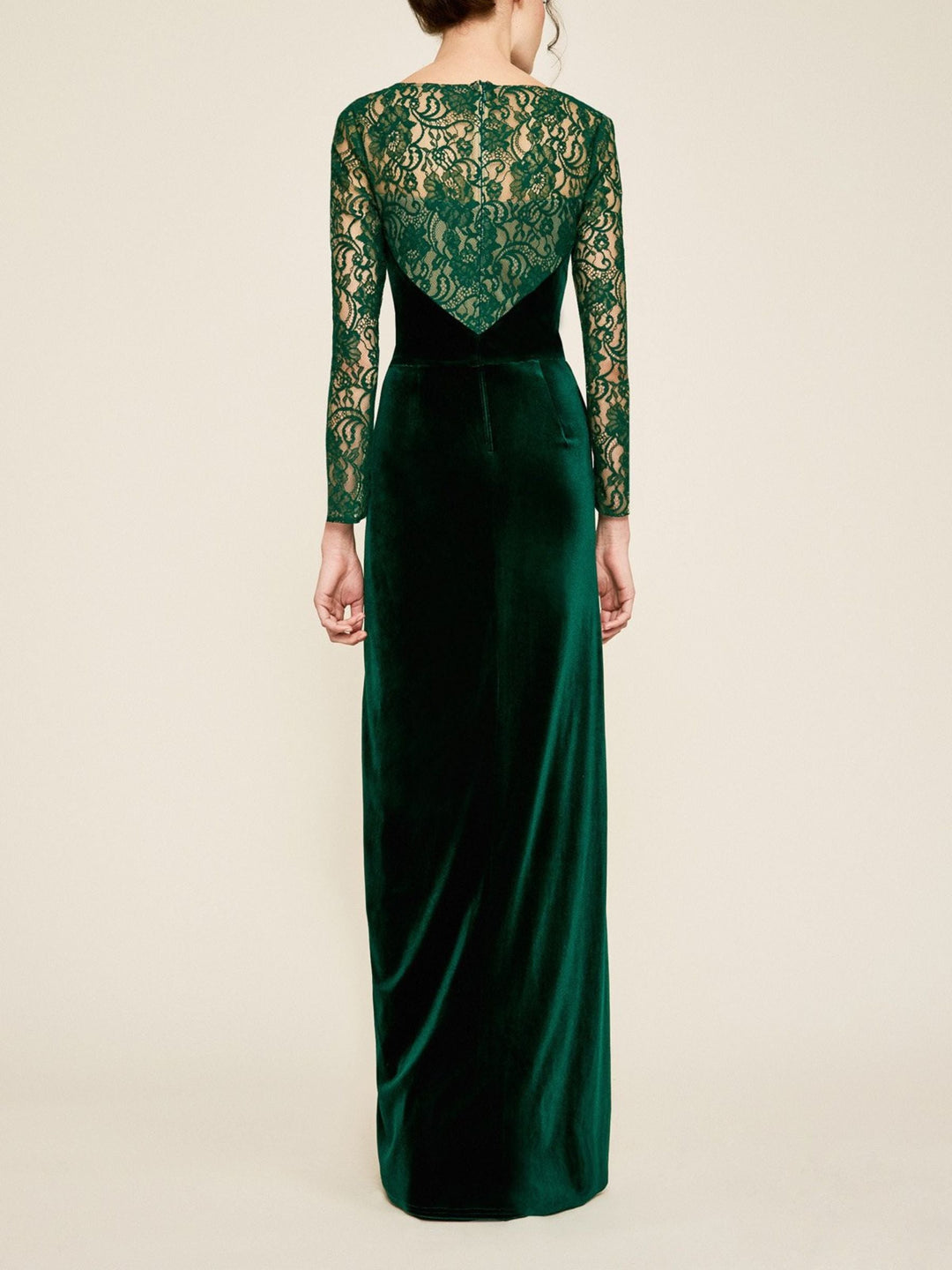 Robe de Soirée Fourreau/Colonne à Manches Longues et Longueur Au Sol avec Dentelle