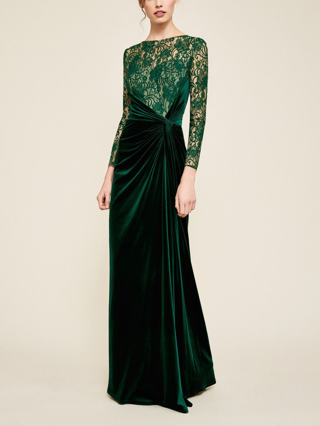 Robe de Soirée Fourreau/Colonne à Manches Longues et Longueur Au Sol avec Dentelle