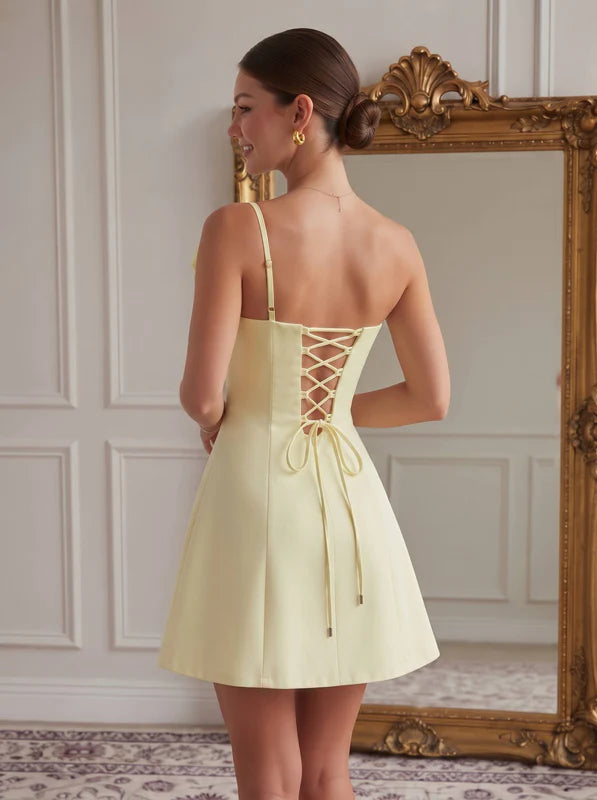 Robe Courte de Fête Une Épaule Nue en Satin Élastique Sans Manches Ligne A/Princesse avec Fleurs 3D