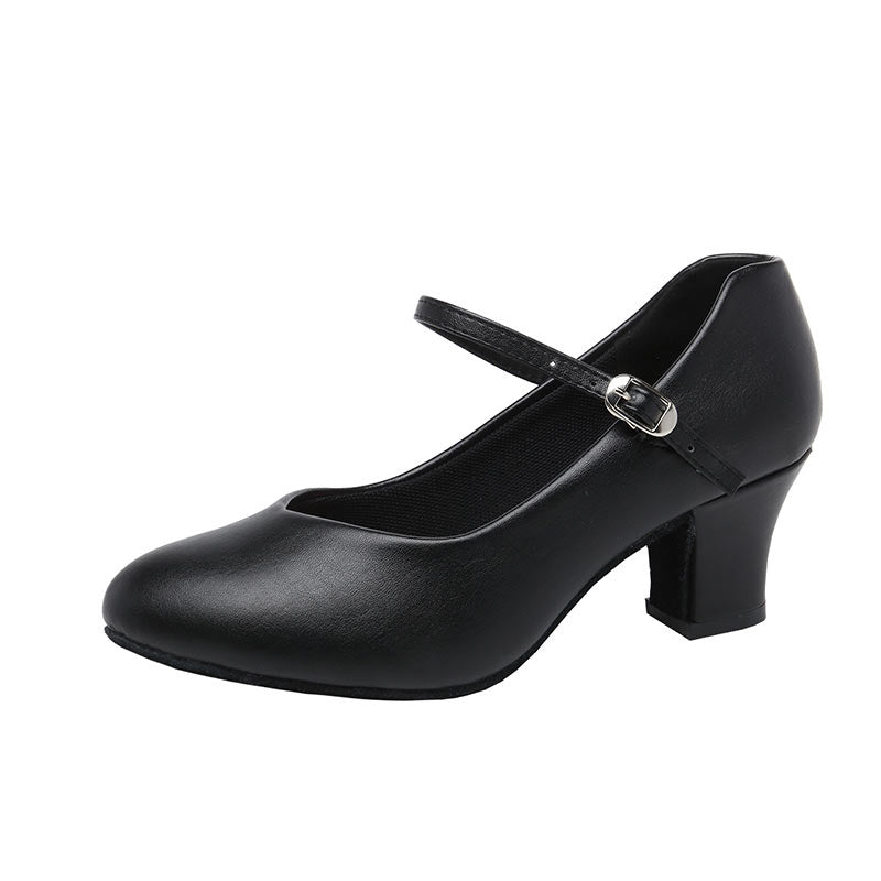 Chaussures de Danse pour Femmes Chaussures de Danse à Talon Bas et Bout Fermé en Similicuir