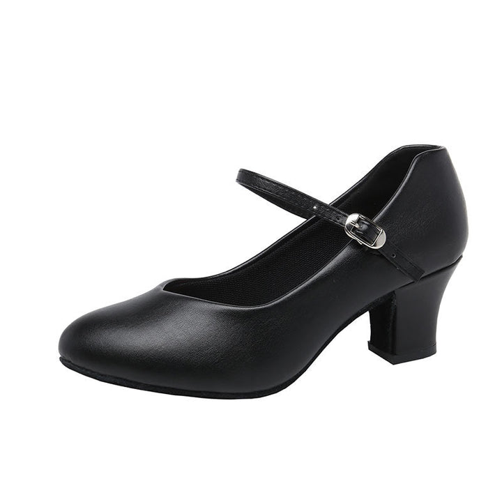 Chaussures de Danse pour Femmes Chaussures de Danse à Talon Bas et Bout Fermé en Similicuir