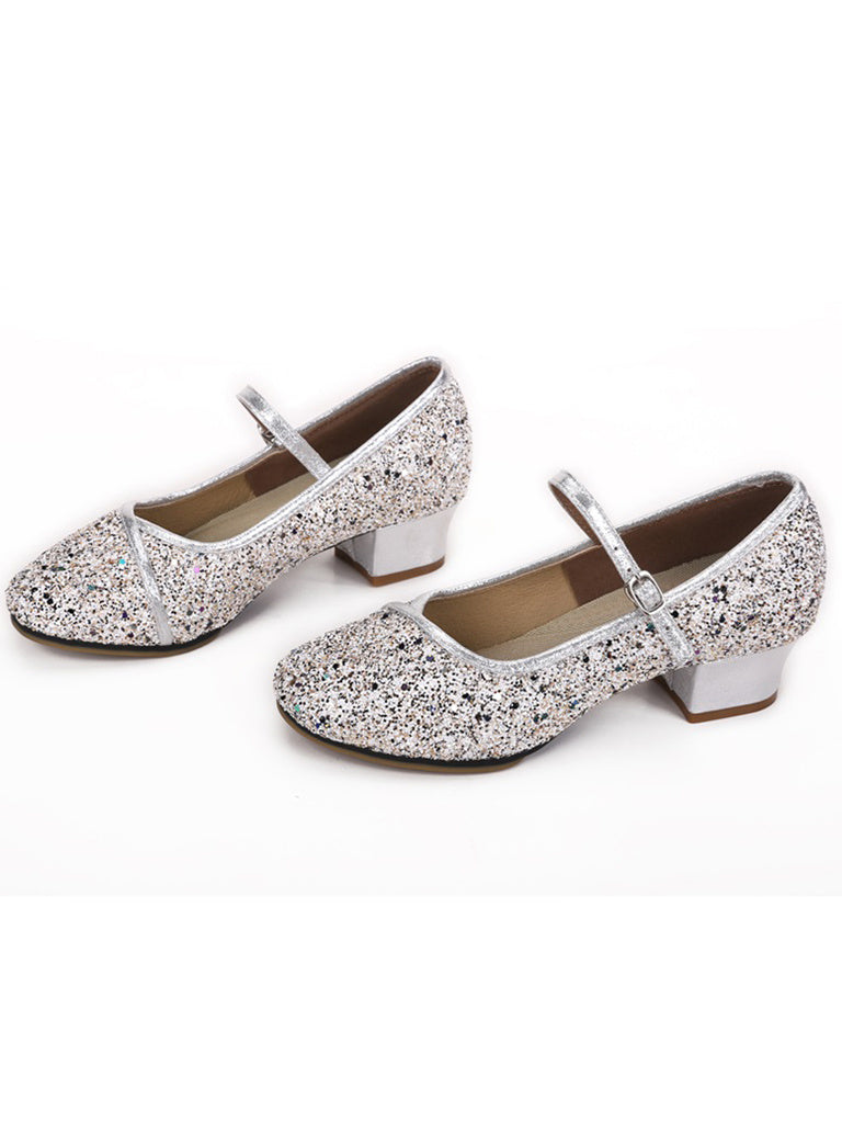Chaussures de Danse pour Femmes, Chaussures de Danse de Salon à Paillettes et à Bout Rond