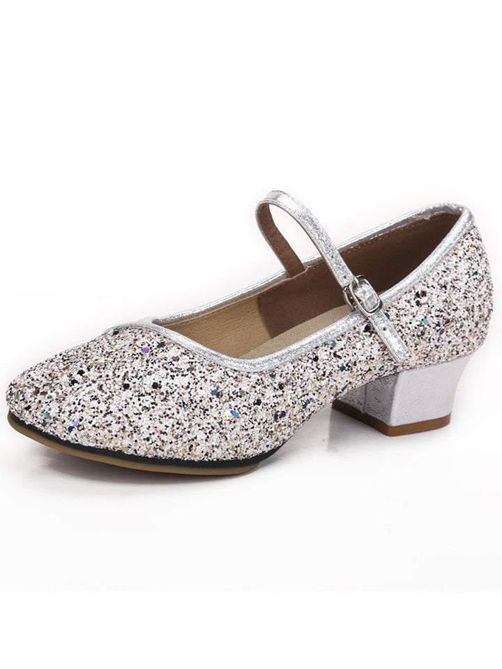 Chaussures de Danse pour Femmes, Chaussures de Danse de Salon à Paillettes et à Bout Rond