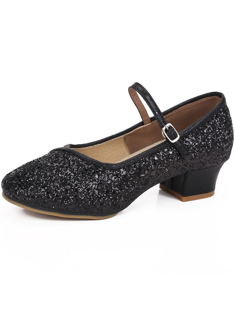 Chaussures de Danse pour Femmes, Chaussures de Danse de Salon à Paillettes et à Bout Rond