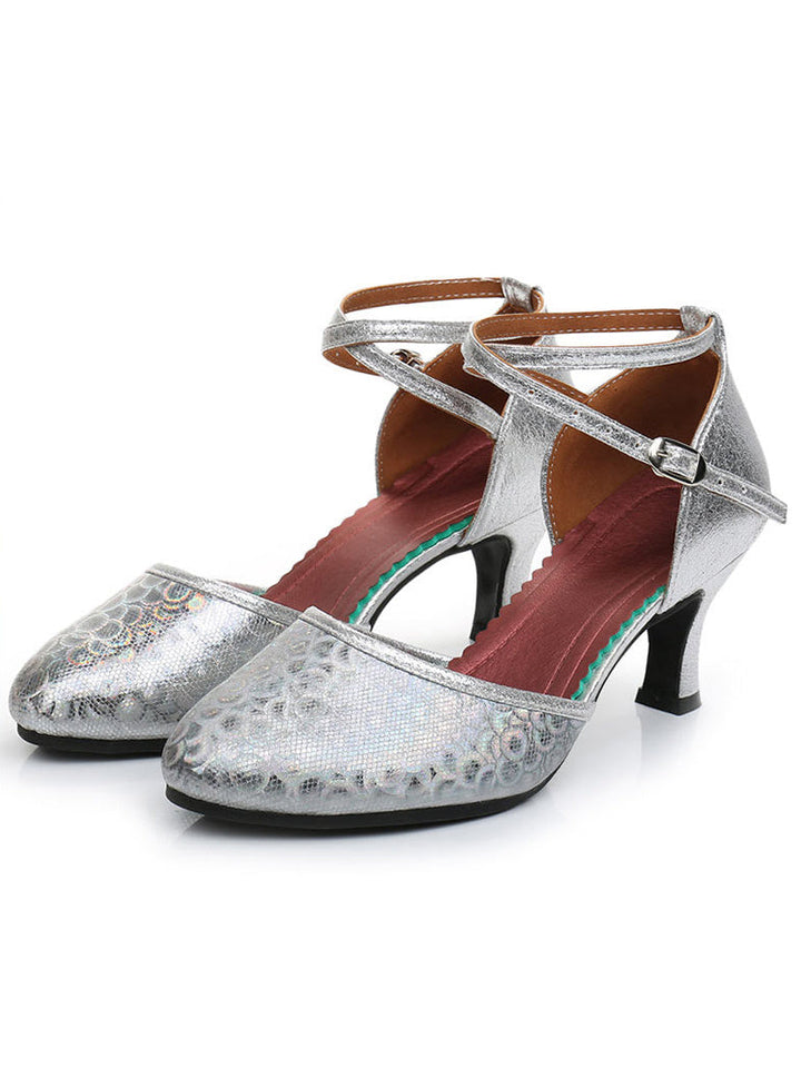 Chaussures de Danse pour Femmes Chaussures de Danse à Boucle et à Talon Bas et Bout Fermé
