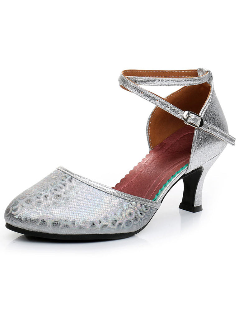 Chaussures de Danse pour Femmes Chaussures de Danse à Boucle et à Talon Bas et Bout Fermé