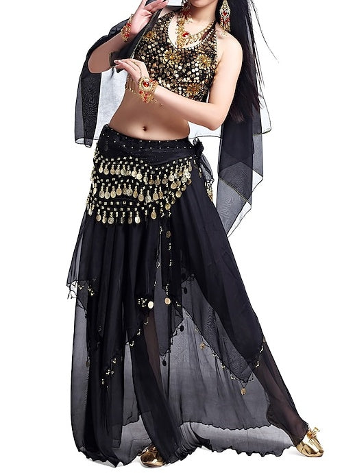 Pièce de Danse Du Ventre en Mousseline de Soie avec Perles et Paillettes pour Femme / Performance