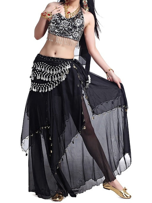 Pièce de Danse Du Ventre en Mousseline de Soie avec Perles et Paillettes pour Femme / Performance