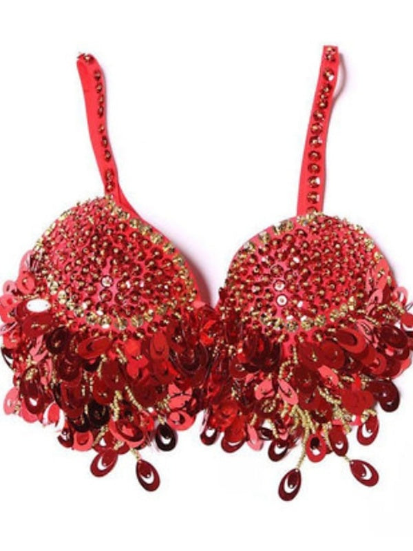 Soutien-Gorge de Danse Du Ventre Paillette Performance Femme