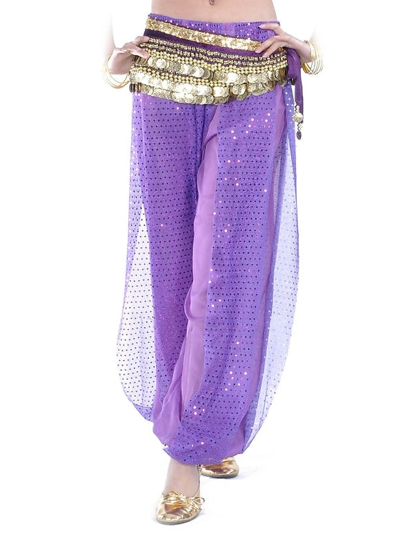 Pantalon de Danse Du Ventre Paillette Entraînement Femme