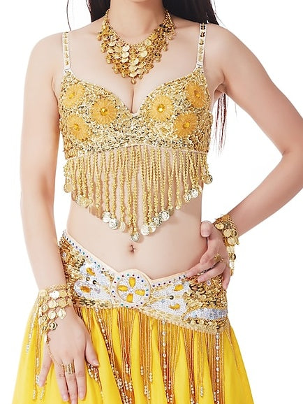 Pièce de Danse Du Ventre Perles Paillettes Entraînement pour Femmes Performance