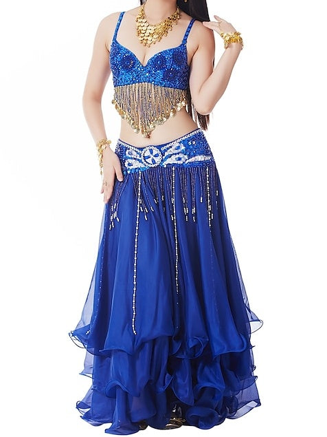 Pièce de Danse Du Ventre Perles Paillettes Entraînement pour Femmes Performance