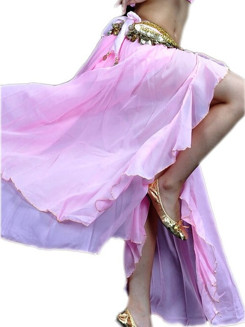 Jupe de Danse Du Ventre Fendue Sur le Devant pour Entraînement de Performance pour Femmes (Sans Foulard de Hanche)