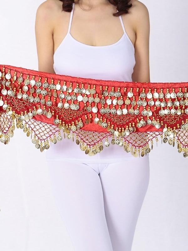 Foulards de Hanche de Danse Du Ventre Foulard de Hanche à Paillettes en Polyester pour Femmes