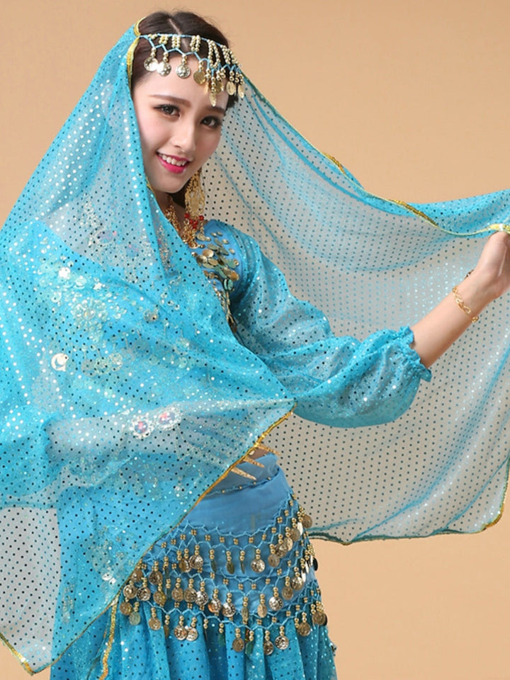 Voile de Danse Du Ventre pour Femme en Tulle avec Cristaux/Strass