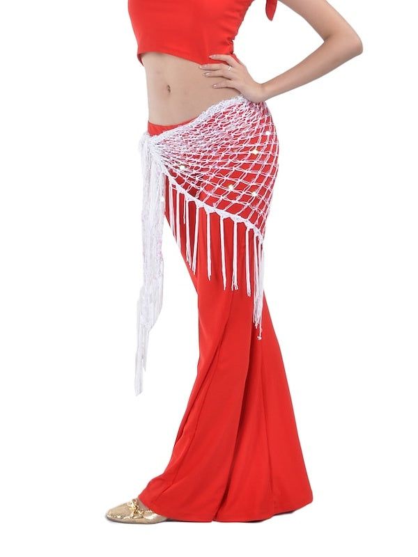 Foulard de Danse Du Ventre à Pompons pour Femme, Entraînement en Chinlon
