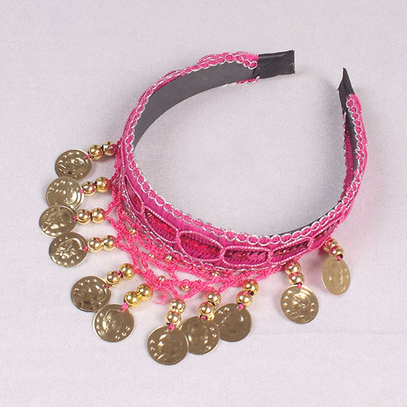 Accessoires de Danse Du Ventre Couvre-Chefs Couleur Pure Épissage Paillette Entraînement pour Femmes Performance