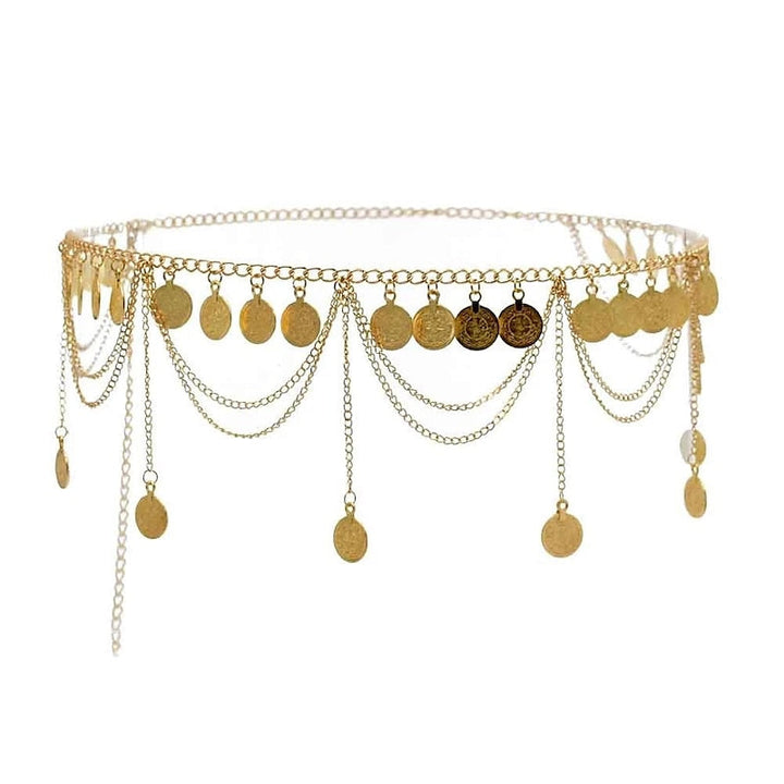 Danse Du Ventre Accessoires de Danse Ceinture Chaîne en Métal Pièce D'Or Pièce D'Argent Performance pour Femmes