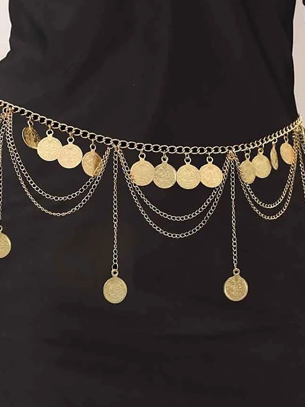 Danse Du Ventre Accessoires de Danse Ceinture Chaîne en Métal Pièce D'Or Pièce D'Argent Performance pour Femmes