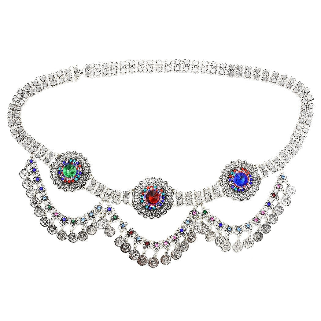 Accessoire de Taille de Danse Du Ventre Pompon pour Femme, Spectacle à Thème, Fête en Métal