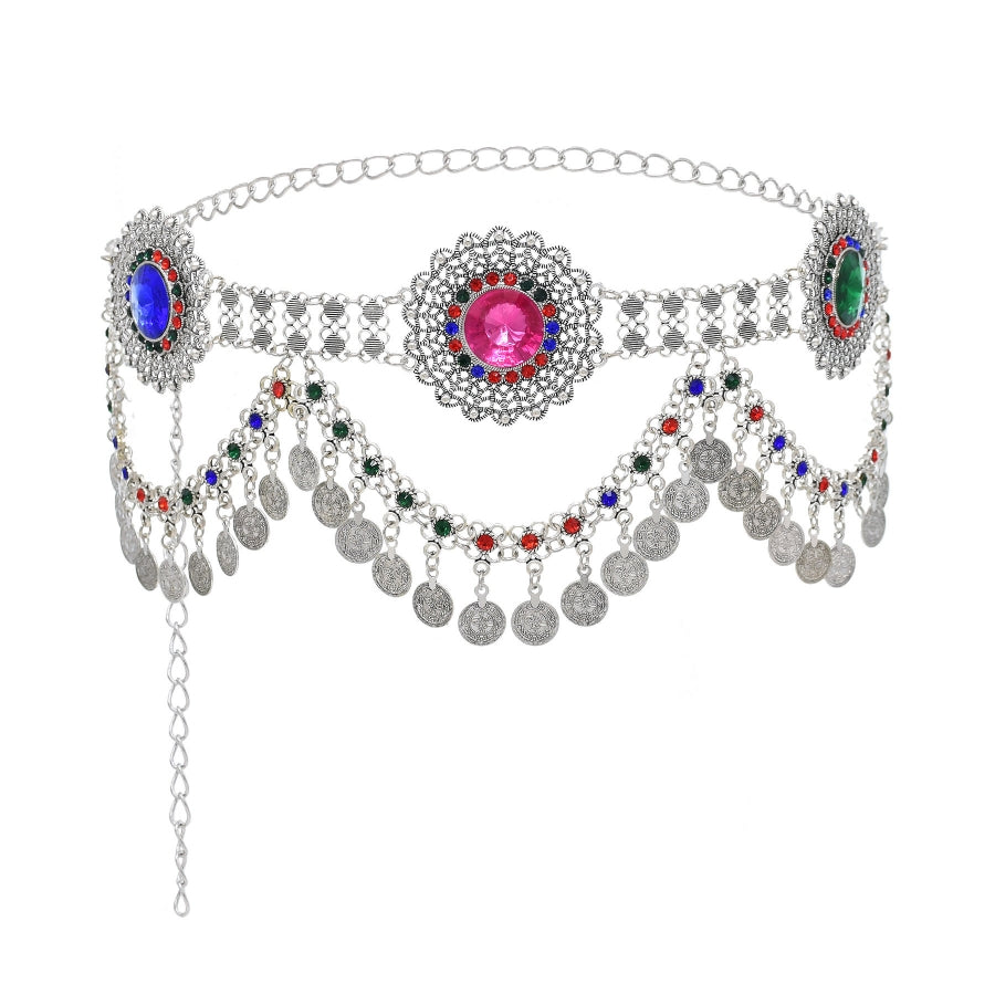 Accessoire de Taille de Danse Du Ventre Pompon pour Femme, Spectacle à Thème, Fête en Métal