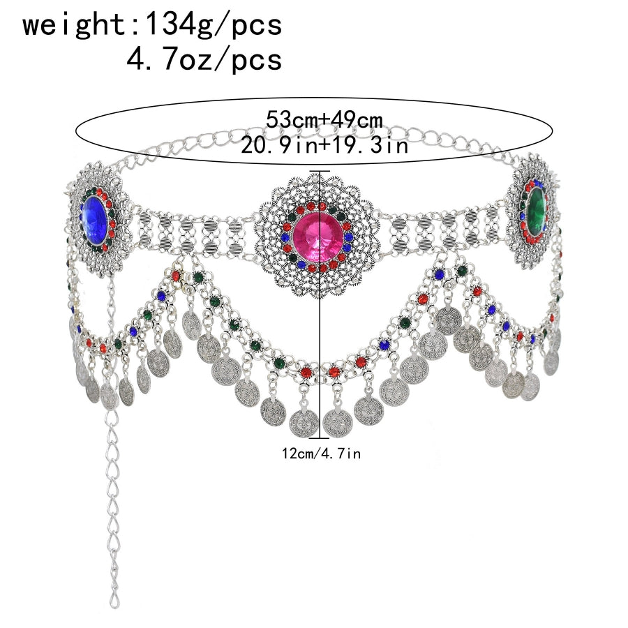 Accessoire de Taille de Danse Du Ventre Pompon pour Femme, Spectacle à Thème, Fête en Métal