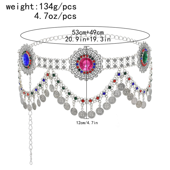 Accessoire de Taille de Danse Du Ventre Pompon pour Femme, Spectacle à Thème, Fête en Métal