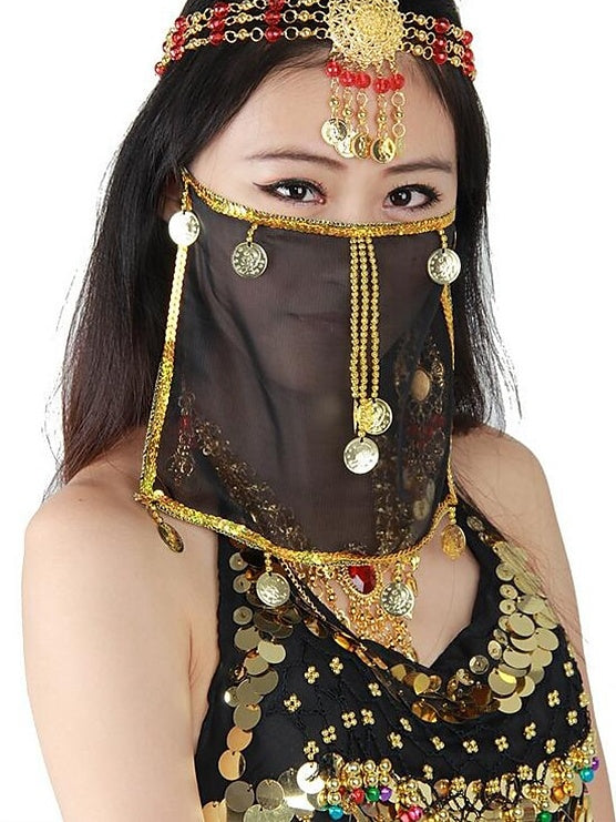 Voile de Danse Du Ventre en Polyester à Paillettes pour Femme