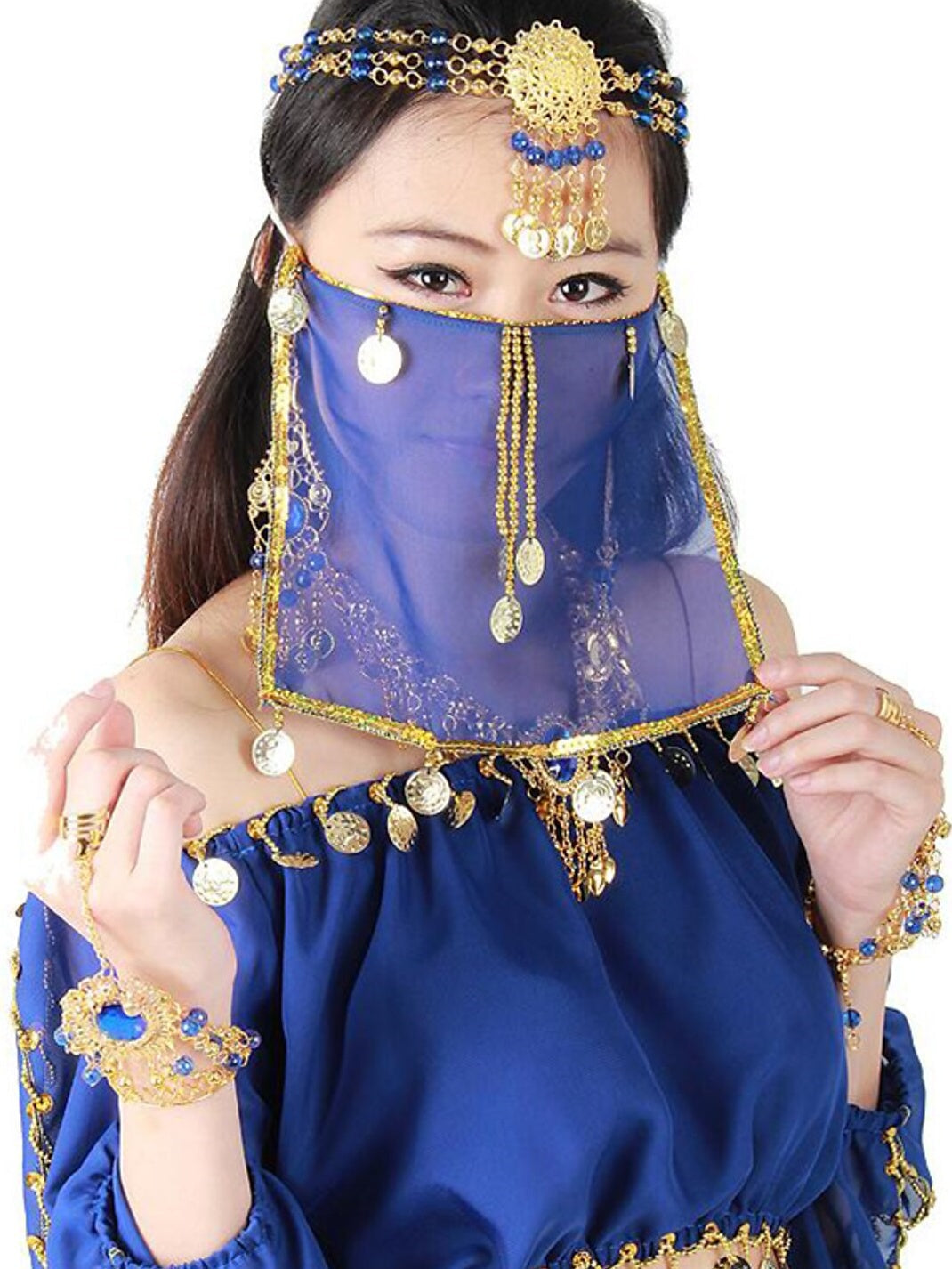 Voile de Danse Du Ventre en Polyester à Paillettes pour Femme