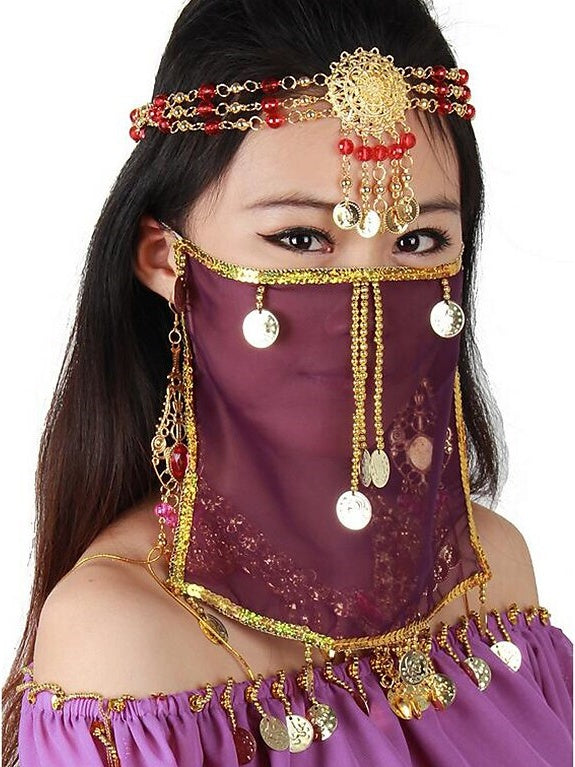 Voile de Danse Du Ventre en Polyester à Paillettes pour Femme