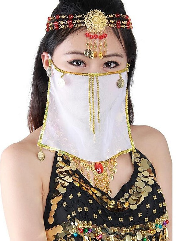 Voile de Danse Du Ventre en Polyester à Paillettes pour Femme