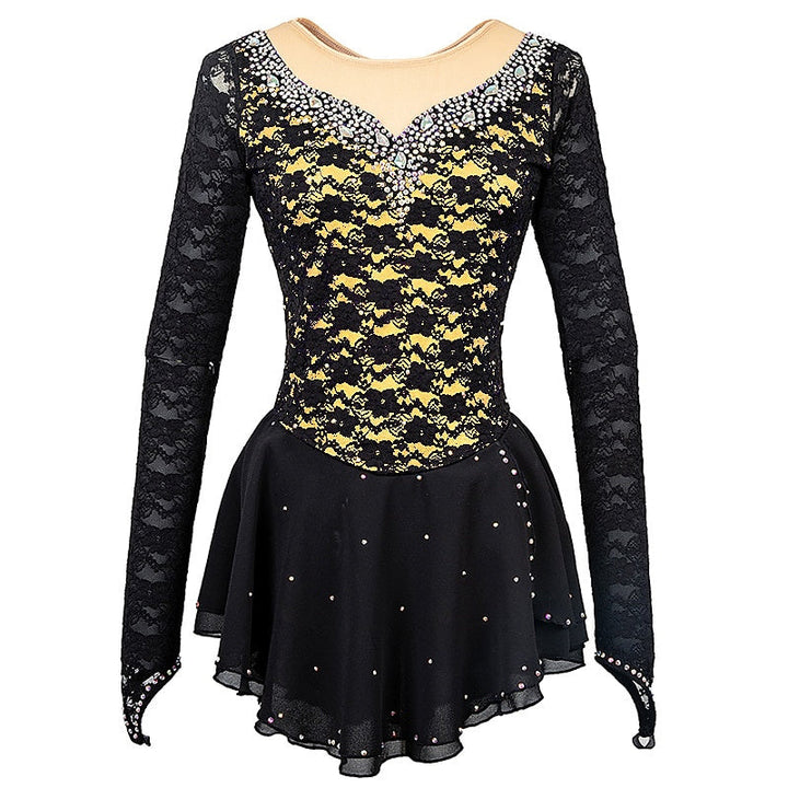 Robe D'Entraînement à Manches Longues pour Femmes et Filles de Patinage Artistique